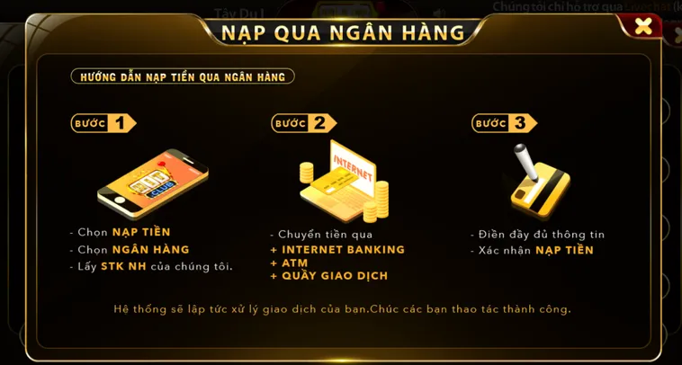 Nạp tiền qua ngân hàng Hitclub siêu nhanh - an toàn - minh bạch.